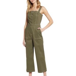 Chelsea28 Stitch Detail Canvas Jumpsuit M Olive Green Nordstrom Casual Fall‎